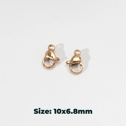(5 pcs) 10mm Lobster Clasp DIY Stainless Steel PVD Gold Plated Kokot Udang Pengait Kalung Gelang Hypoallergenic
