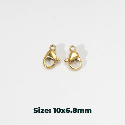 (5 pcs) 10mm Lobster Clasp DIY Stainless Steel PVD Gold Plated Kokot Udang Pengait Kalung Gelang Hypoallergenic