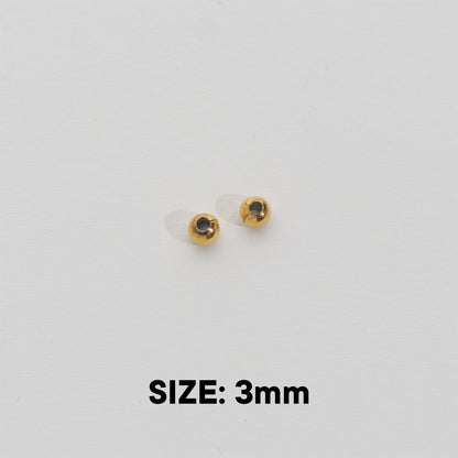 50pcs Round Spacer Beads DIY Stainless Steel PVD Gold Plated Manik Hypoallergenic