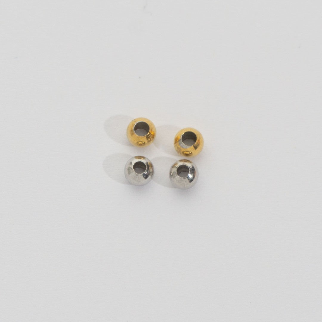 50pcs Round Spacer Beads DIY Stainless Steel PVD Gold Plated Manik Hypoallergenic