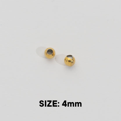 50pcs Round Spacer Beads DIY Stainless Steel PVD Gold Plated Manik Hypoallergenic