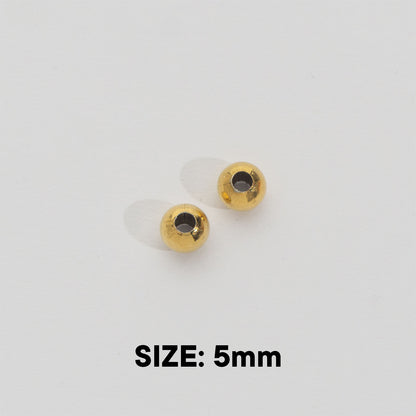 50pcs Round Spacer Beads DIY Stainless Steel PVD Gold Plated Manik Hypoallergenic