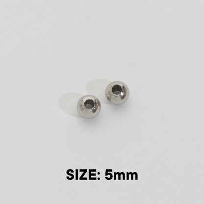 50pcs Round Spacer Beads DIY Stainless Steel PVD Gold Plated Manik Hypoallergenic
